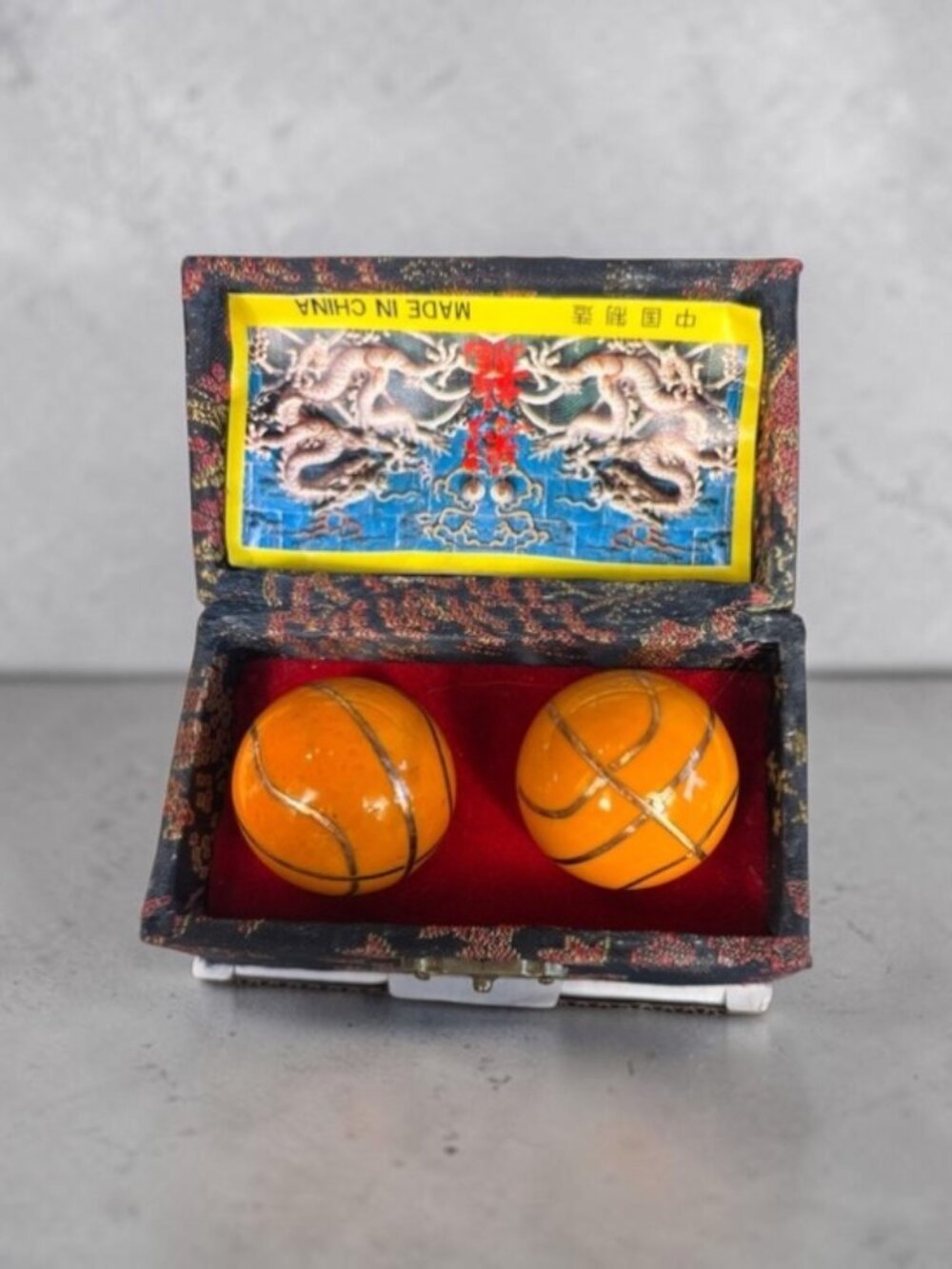 Vintage Basketball Baoding Balls Chime Meditation Set With Box - Picture 1 of 15